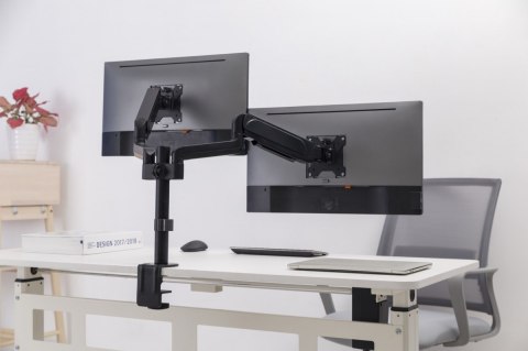 Gembird Ramię/uchwyt na dwa monitory biurkowe, regulowane od 17 cali do 32 cale, obciążenie do 9 kg