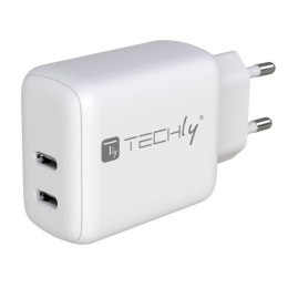 TECHLY Ładowarka sieciowa 2x USB-C PD 35W max. biała IPW-USB-2C35W