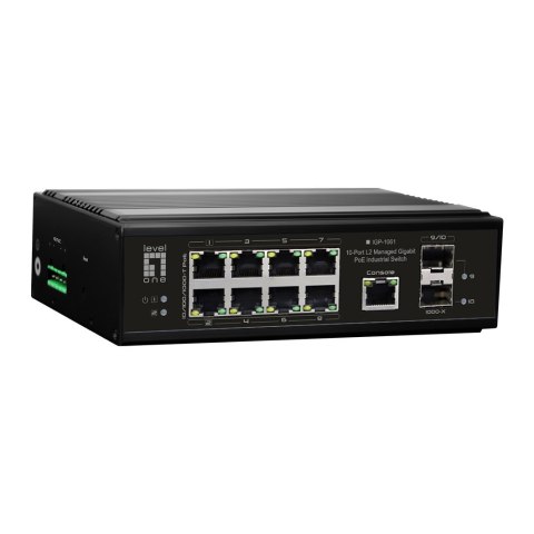 Przełącznik LevelOne Industrial Gb/L2 Managed PoE 10-portowy 360 W 1 Gb/s