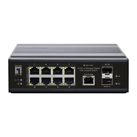 Przełącznik LevelOne Industrial Gb/L2 Managed PoE 10-portowy 360 W 1 Gb/s