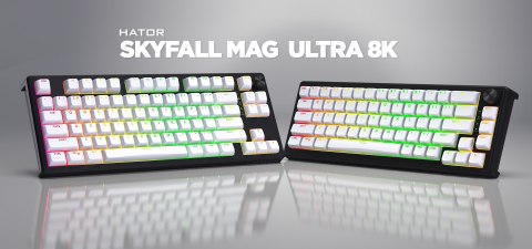 HATOR Skyfall 80 MAG ULTRA 8K klawiatura Gaming USB QWERTY US English Czarny, Biały