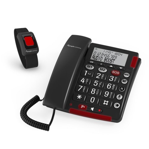 Amplicomms BigTel 50 Alarm Plus Telefon analogowy Nazwa i identyfikacja dzwoniącego Ciemny Szary