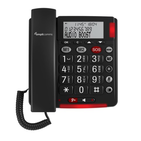 Amplicomms BigTel 50 Alarm Plus Telefon analogowy Nazwa i identyfikacja dzwoniącego Ciemny Szary