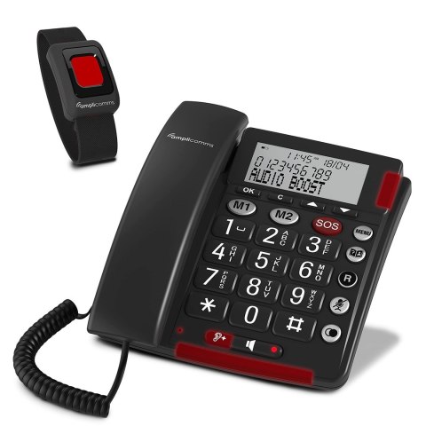 Amplicomms BigTel 50 Alarm Plus Telefon analogowy Nazwa i identyfikacja dzwoniącego Ciemny Szary