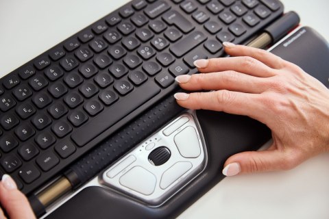 Myszka Contour Design RollerMouse Czerwona bezprzewodowa Bluetooth USB Type-C 2800 DPI Srebrny