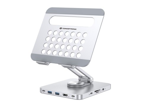 Uchwyt na tablet CONCEPTRONIC ze stacją dokującą 8 w 1 srebrny