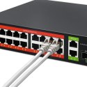 Qoltec Przełącznik sieciowy SWITCH Gigabit Ethernet PoE | 16x RJ45 | 2x RJ45 Uplink | 2x SFP | 1000Mb/s