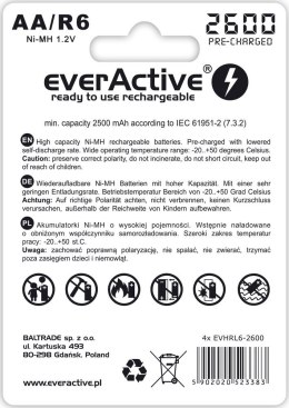 Zestaw akumulatorków everActive Professional line EVHRL6-2600 (2600mAh ; Ni-MH)