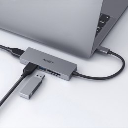 AUKEY HUB USB-C CB-C63 aluminiowy | Ultra Slim | 4w1 | 3xUSB 3.1 | 1xMicroSD i SD