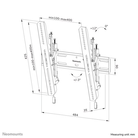 Neomounts WL35S-850BL14 uchwyt do telewizorów 190,5 cm (75") Czarny