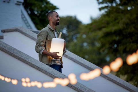 Kooduu Lampa LED z głośnikiem i coolerem na napoje Atmos silver