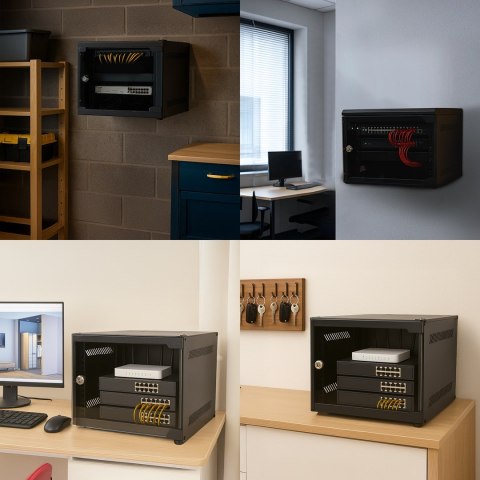 Extralink LITE 6U 10 280X310 WALL-MOUNTED RACKMOUNT CABINET BLACK Stojak wolnostojący/ścienny/podłogowy Czarny