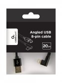 Gembird Kabel USB - do 8 pin kątowy w oplocie tekstylnym, 0.2m, czarny
