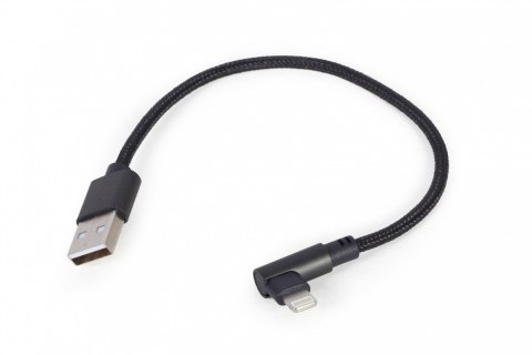 Gembird Kabel USB - do 8 pin kątowy w oplocie tekstylnym, 0.2m, czarny