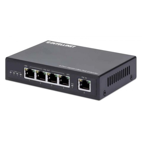 Intellinet 561617 przedłużacz sieciowy Nadajnik sieciowy Czarny 10, 100, 1000 Mbit/s