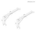 MACLEAN UCHWYT SKŁADANY POD PÓŁKĘ ŚCIENNĄ UCHWYT SKŁADANY PÓŁKI ŚCIENNEJ MACLEAN, MIN 350MM, MAX 700MM, MAX 50KG, 2 SZTUKI, M