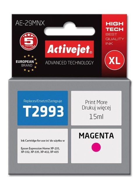 Activejet AE-29MNX Tusz (zamiennik Epson 29XL T2993; Supreme; 15 ml; czerwony)