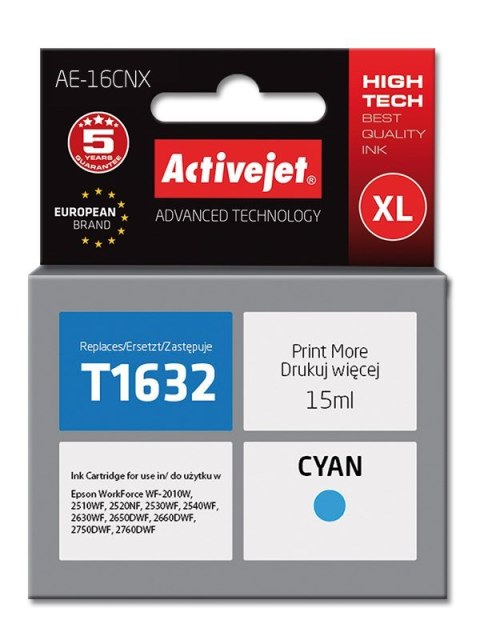 Activejet AE-16CNX Tusz (zamiennik Epson 16XL T1632; Supreme; 15 ml; niebieski)