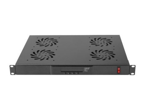 Lanberg Panel wentylacyjny LCD poziomy 1U z termostatem do szaf, 19 cali, 4 wentylatory, 230V, czarny