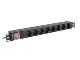 Lanberg Listwa zasilająca Rack PDU 19 1U 16A 8X schuko 2M czarna