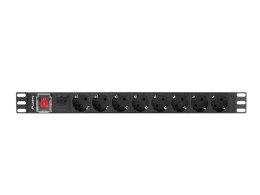 Lanberg Listwa zasilająca Rack PDU 19 1U 16A 8X schuko 2M czarna