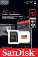 SanDisk Karta pamięci Extreme microSDXC 256GB 190/130 MB/s A2 V30 U3