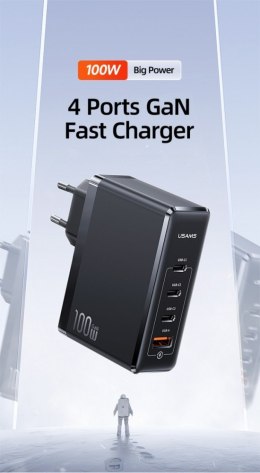 USAMS Ładowarka sieciowa GaN 100W PD 3xUSB-C/ USB T50