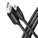 AXAGON BUMM-AM20AB Kabel MicroUSB - USB A, 2m, USB 2.0, 2.4A, ALU, oplot Czarny