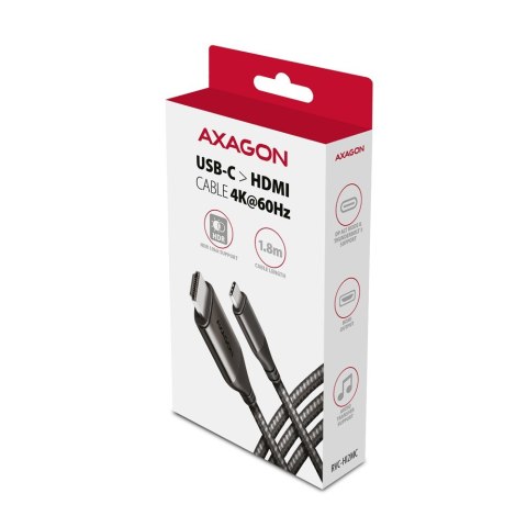 AXAGON RVC-HI2MC Adapter aktywny USB-C -> HDMI 2.0 4K/60Hz Aluminum, 1.8m kabel