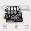 AXAGON PCEU-43RS Kontroler PCIe 4x port USB 3.2 GEN 1, UASP, chipset Renesas, 15-pin SATA zasilacz