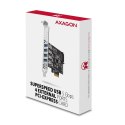 AXAGON PCEU-43RS Kontroler PCIe 4x port USB 3.2 GEN 1, UASP, chipset Renesas, 15-pin SATA zasilacz