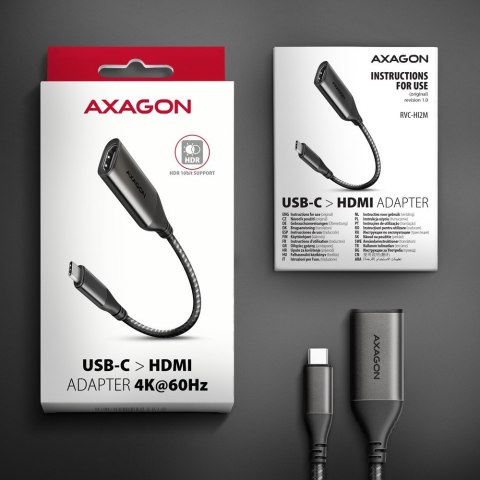 AXAGON RVC-HI2M Adapter aktywny USB-C -> HDMI 2.0 4K/60Hz Aluminum, 25cm kabel