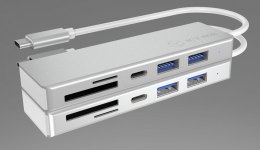 IcyBox HUB USB 3.0 typu C z 3 portami USB i czytnikiem kart pamięci IB-HUB1413-CR