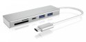 IcyBox HUB USB 3.0 typu C z 3 portami USB i czytnikiem kart pamięci IB-HUB1413-CR