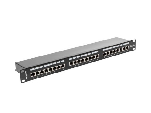 Lanberg Patch Panel 24 Port 1U Kat.5E czarny ekranowany