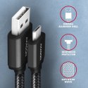 AXAGON BUMM-AM20AB Kabel MicroUSB - USB A, 2m, USB 2.0, 2.4A, ALU, oplot Czarny