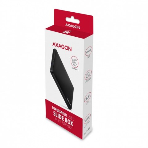AXAGON EE25-SLC Obudowa zewnętrzna plastikowa, bezśrubowa, USB-C 3.2 GEN 1 SATA 6G 2.5", czarna